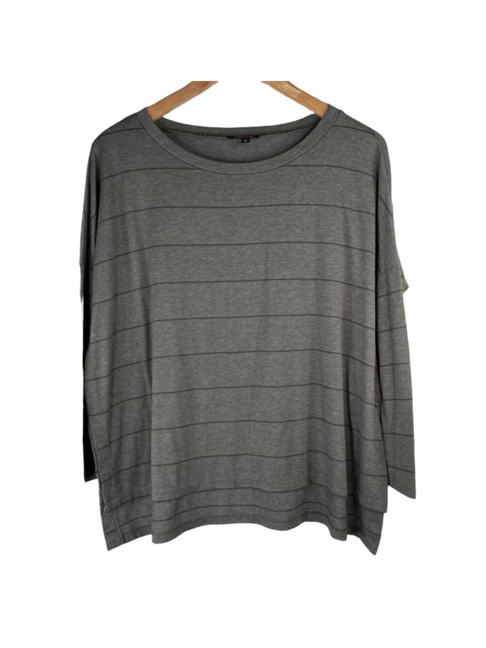 Mavenie Top Small Striped Dolman Sleeve Top Oversized Gray Minimalist Basic